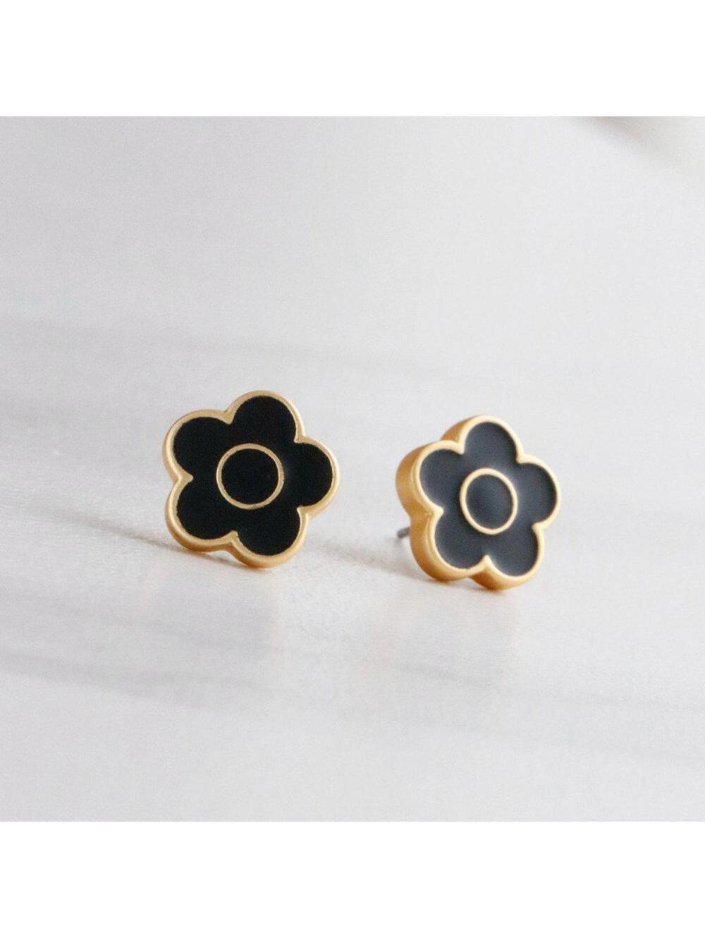 Anthropologie Enamel Daisy Stud Earrings